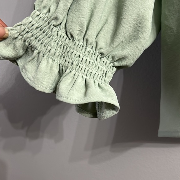 ZARA Beaded Jeweled Collar Button Front Blouse Size L - Picture 7 of 11